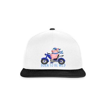 Ulkige Motorradfahrerin - Snapback Cap - Weiß/Schwarz - Vorne