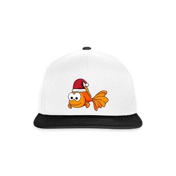 Goldfisch Comic Weihnachten - Snapback Cap - Weiß/Schwarz - Vorne