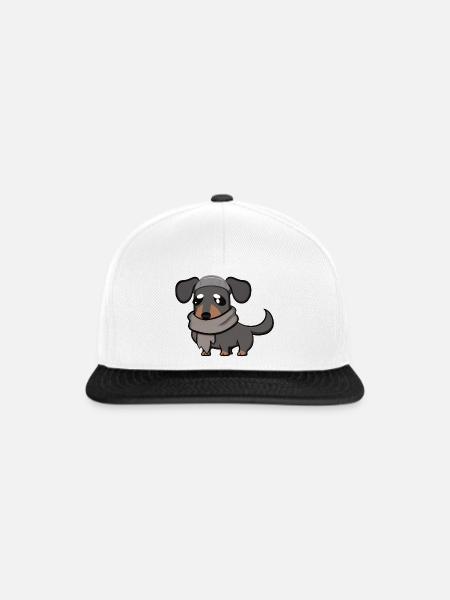 dackel grau - Snapback Cap - Weiß/Schwarz