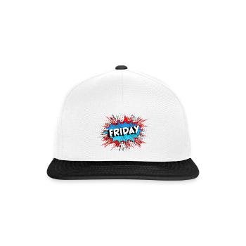 Freitagsexplosion – Lass die Woche hinter dir! - Snapback Cap - Weiß/Schwarz - Vorne