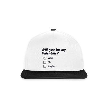 Will you be my Valentine? - Snapback Cap - Weiß/Schwarz - Vorne
