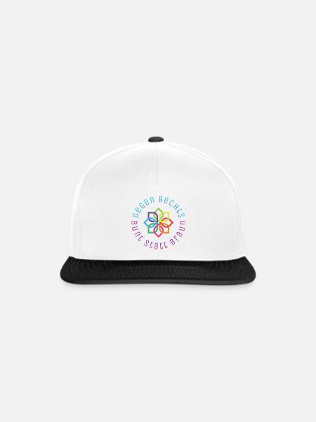 Gegen Rechts - Bunt statt Braun - Snapback Cap - Weiß/Schwarz