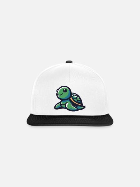 Niedliche lächelnde Schildkröte - Snapback Cap - Weiß/Schwarz