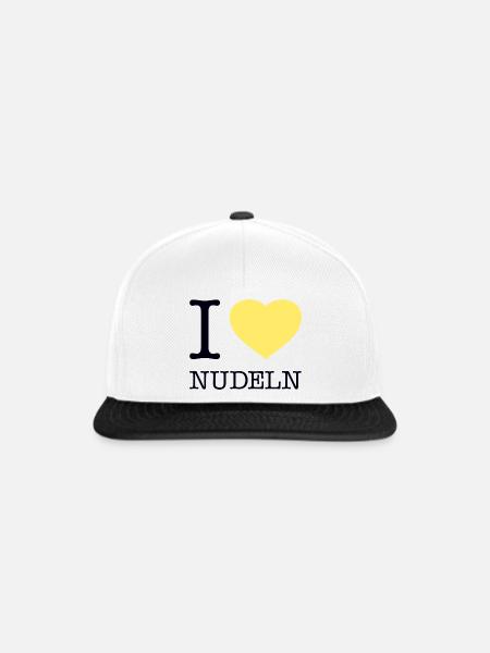 I love Nudeln - Snapback Cap - Weiß/Schwarz