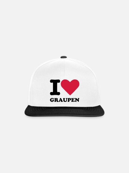 Stromberg Mit Spruch I Love Graupen - Snapback Cap - Weiß/Schwarz
