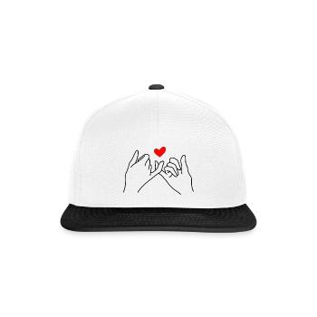 Pinky Promise Love Hands with Heart Symbol - Snapback Cap - Weiß/Schwarz - Vorne