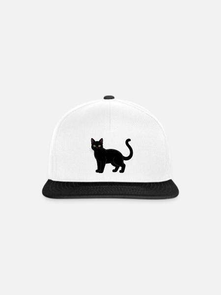 Schwarze Katze Katzenshirt Geschenk - Snapback Cap - Weiß/Schwarz