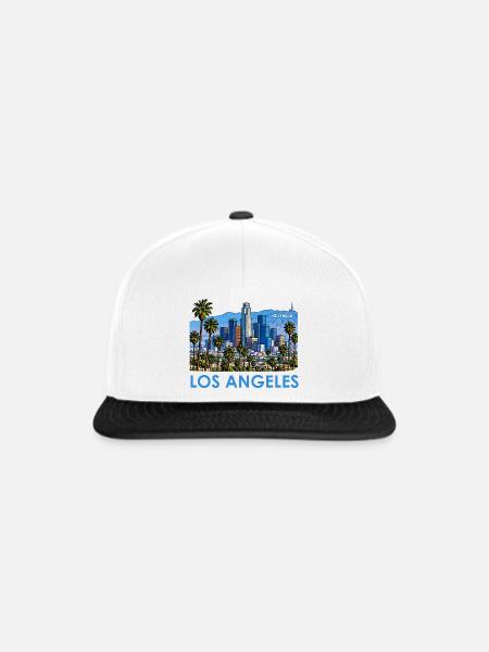 Los Angeles Skyline Palmen Illustration - Snapback Cap - Weiß/Schwarz