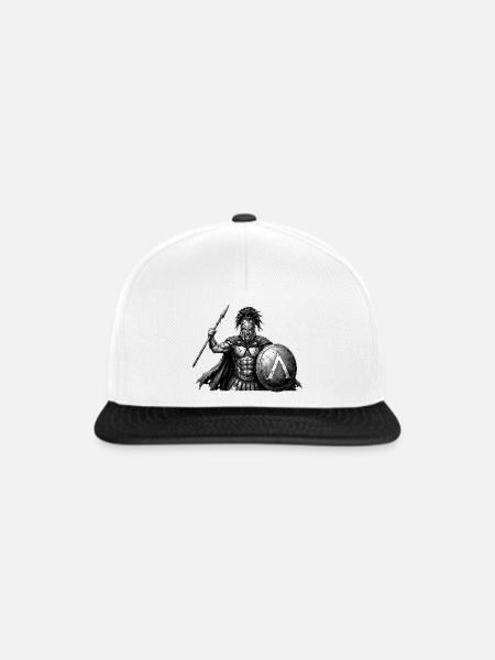 Spartanischer Krieger mit Schild - Snapback Cap - Weiß/Schwarz