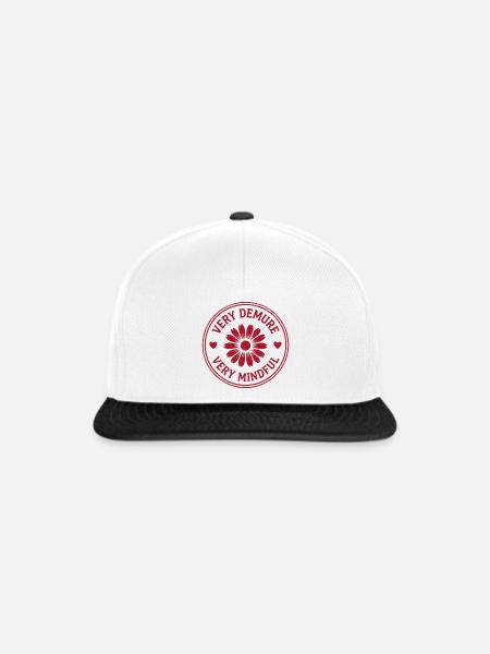 Very Demure Very Mindful Achtsamkeit Spruch - Snapback Cap - Weiß/Schwarz