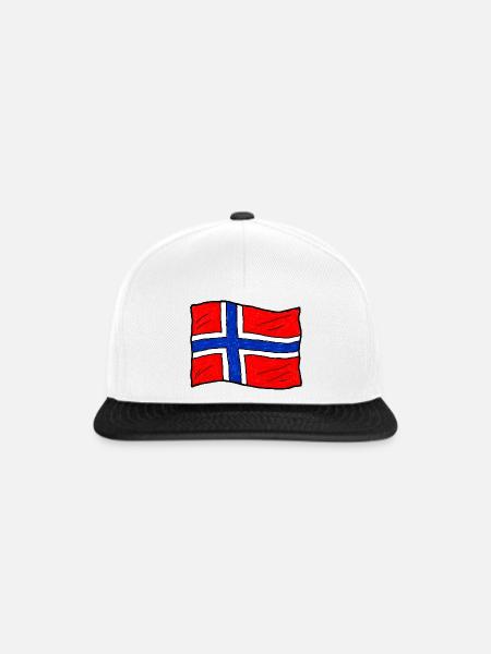 Handgezeichnete Norwegenflagge - Snapback Cap - Weiß/Schwarz