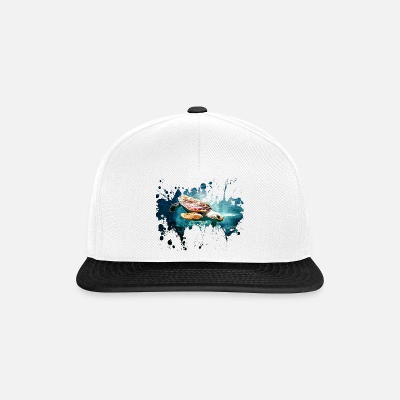 Turtle splash - Snapback Cap - white/black