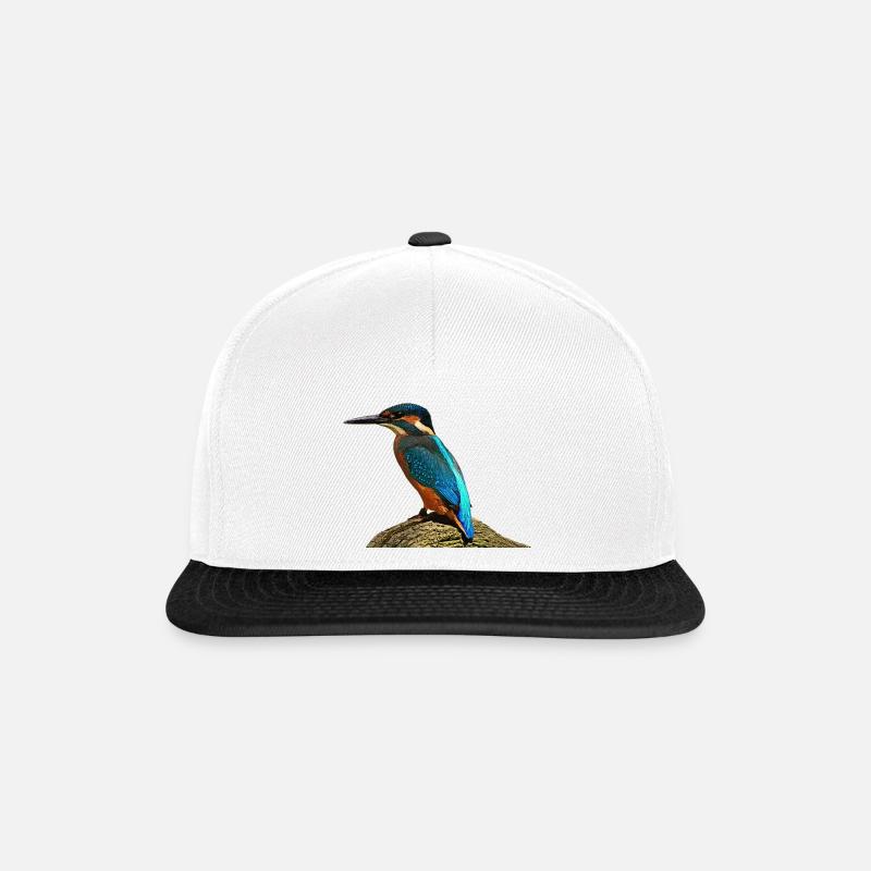 coole vögel, fischendes Eisvogel männchen - Snapback Cap - Weiß/Schwarz