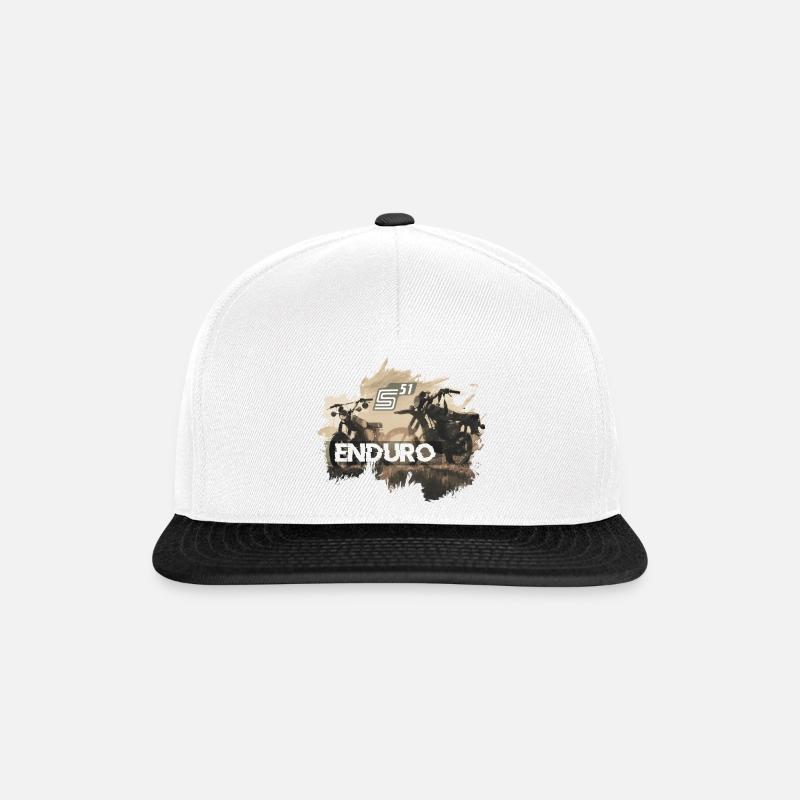 2 Enduro S51 im Sonnenuntergang - Snapback Cap - Weiß/Schwarz