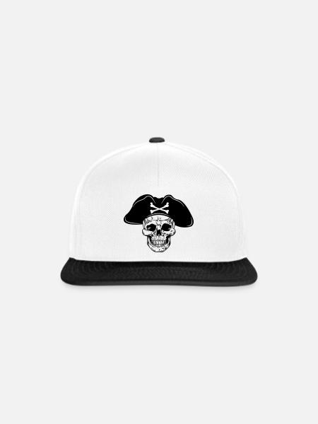 Totenkopf Piratenhut - Snapback Cap - Weiß/Schwarz