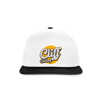 Retro Graphic Cliff Diver Cliff Diving Tombstoning - Snapback Cap - white/black - Front