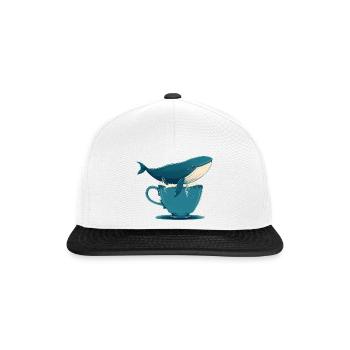 Whale in teacup - Snapback Cap - white/black - Front