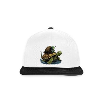 Petit escargot vert peut être vu par la tortue m - Casquette snapback - blanc/noir - Devant