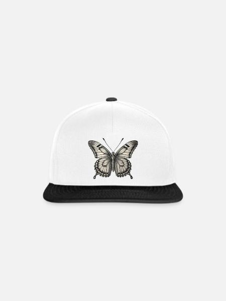 Schmetterling - Snapback Cap - Weiß/Schwarz
