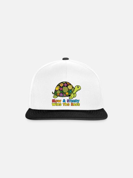Bezaubernde Blumenschildkröte - Snapback Cap - Weiß/Schwarz