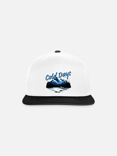 Berghütte Winterszene | Coole Landschaft - Snapback Cap - Weiß/Schwarz