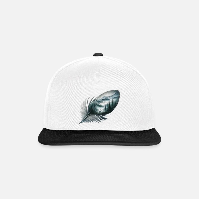 Wildlife Feather - Snapback Cap - white/black