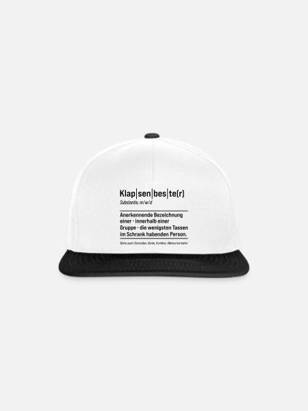 Klapsenbester Klapse Psychiatrie Fun Sprüche - Snapback Cap - Weiß/Schwarz