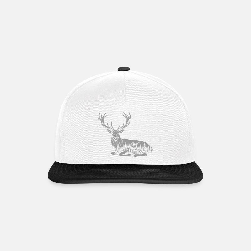 Deer - Snapback Cap - white/black