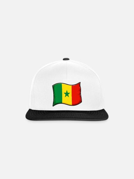Senegal Flaggenillustration - Snapback Cap - Weiß/Schwarz