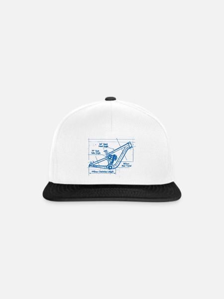 MTB Blueprint: Full-Suspension Rahmen Tech - Snapback Cap - Weiß/Schwarz