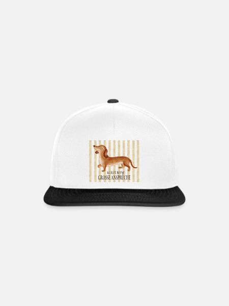 Kurze Beine, große Ansprüche – Lustiger Dackel - Snapback Cap - Weiß/Schwarz