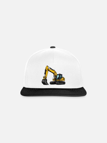 Gelber Bagger im Einsatz - Snapback Cap - Weiß/Schwarz