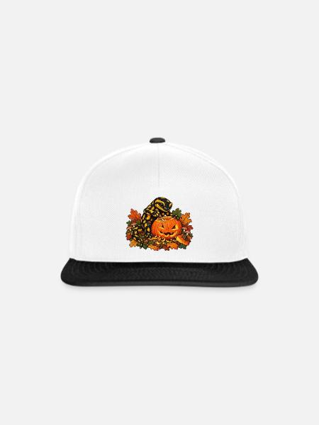 Salamander schnitzt Halloween-Kürbis - Snapback Cap - Weiß/Schwarz