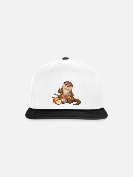 Otter kocht Apfelmarmelade - Snapback Cap - Weiß/Schwarz