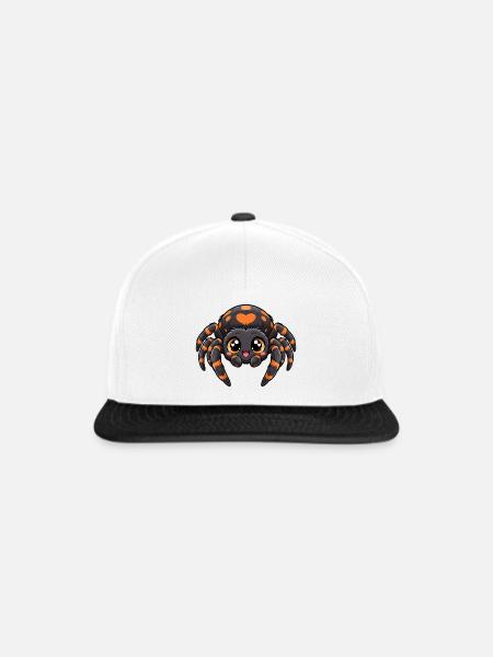 Spinne Kawaii Style – Süßes Krabbeltier - Snapback Cap - Weiß/Schwarz