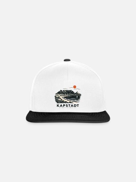 Kapstadt Küstenblick Linienstil - Snapback Cap - Weiß/Schwarz