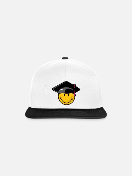 Smiley Graduation - Snapback Cap - Weiß/Schwarz