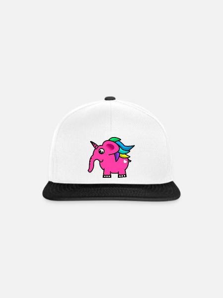 Elefant Einhorn - Snapback Cap - Weiß/Schwarz
