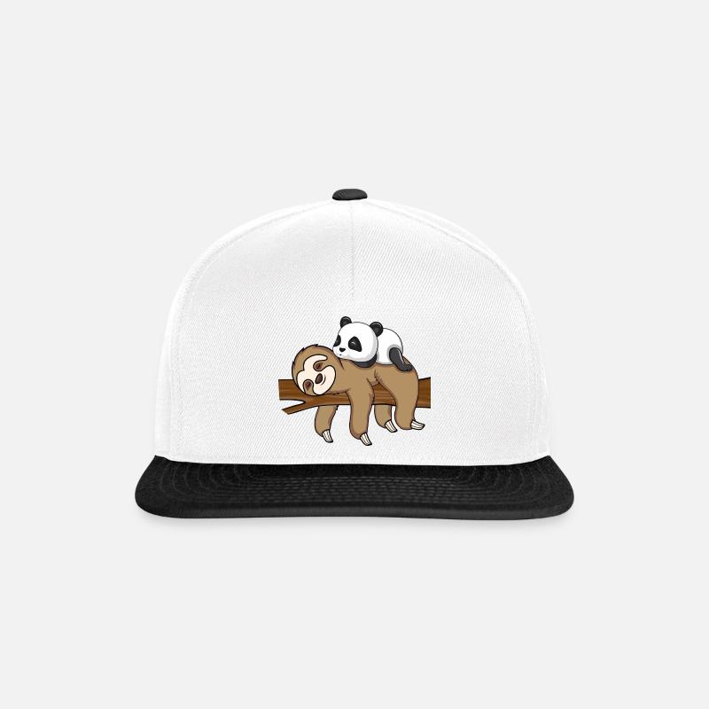 Sloth And Panda Süßes Tier Design - Snapback Cap - Weiß/Schwarz