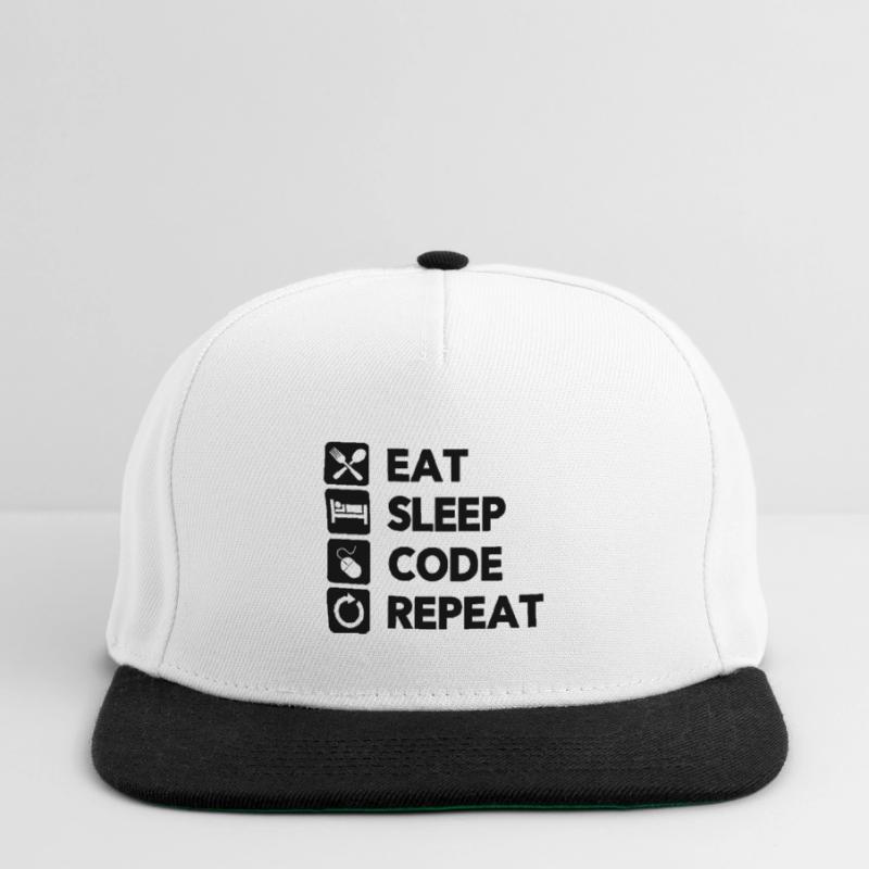 Eat Sleep Code Repeat Coder Programmer Software De Snapback Cap