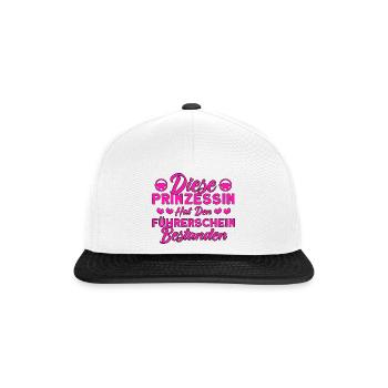 Fahranfänger Fahrprüfung Fahrschüler Geschenk - Snapback Cap - Weiß/Schwarz - Vorne