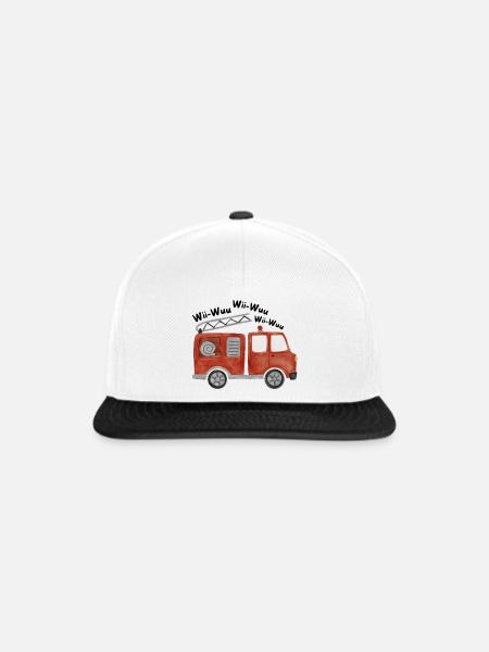 Feuerwehrauto Sirene Kinder - Snapback Cap - Weiß/Schwarz