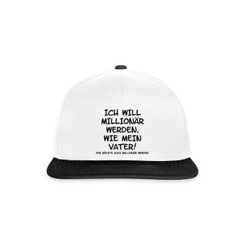 Ich will Millionär werden - Snapback Cap - Weiß/Schwarz - Vorne