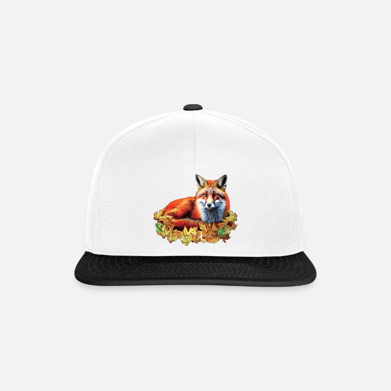 Rotfuchs im Herbst - Snapback Cap - Weiß/Schwarz