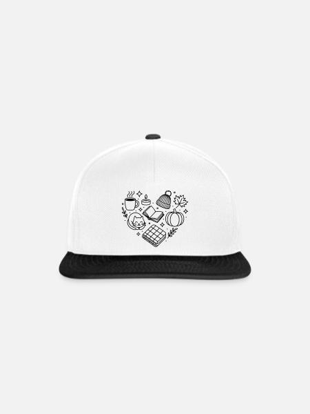 Herbst Herz, herbstliche Gemütlichkeit, herbstlich - Snapback Cap - Weiß/Schwarz