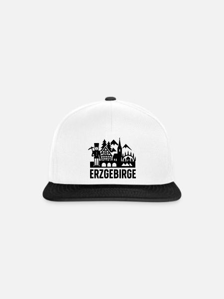 Erzgebirge typisch Silhouette - Snapback Cap - Weiß/Schwarz