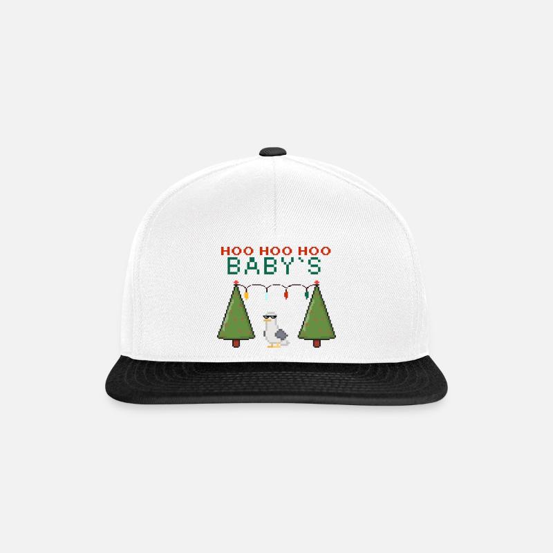 Pixel-Weihnachtsvogel mit Lichterketten - Snapback Cap - Weiß/Schwarz