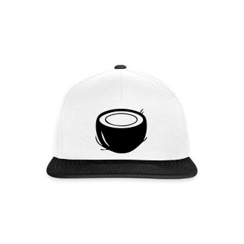 Kokosnuss-Silhouette – Tropical Paradise Design - Snapback Cap - Weiß/Schwarz - Vorne