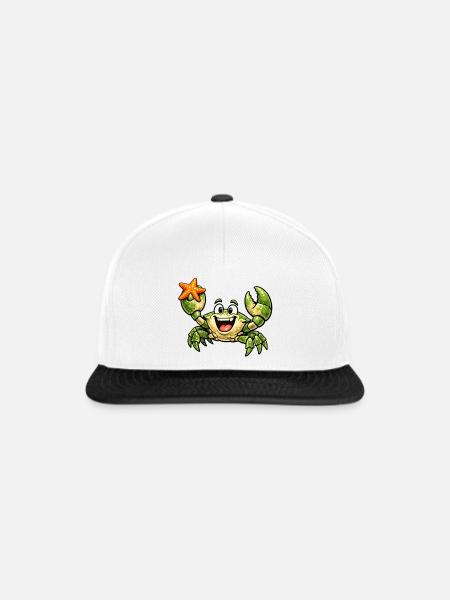 Krebs mit Seestern - Snapback Cap - Weiß/Schwarz