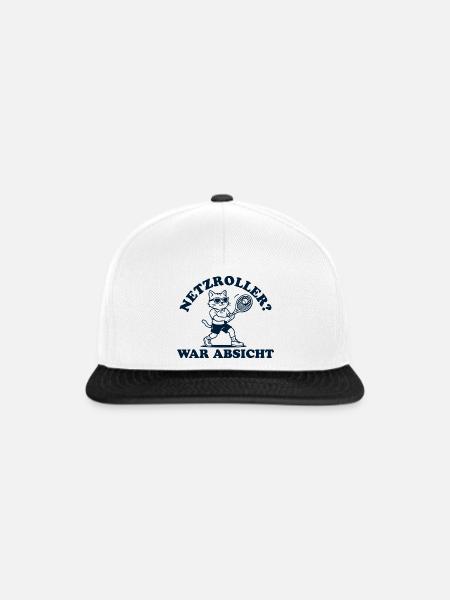 Tennis Katze Netzroller war Absicht - Snapback Cap - Weiß/Schwarz